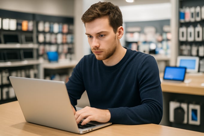 someone using a laptop in a store-1
